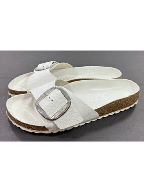 Birkenstock Madrid Big Buckle White Leather Sandals Size EU 41 US 10 Narrow Shoe